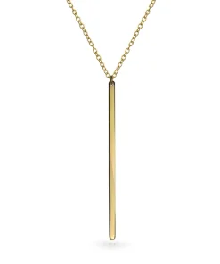 Minimal Linear Vertical Necklace (Gold)