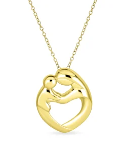 Mother and Child Heart Pendant (Gold)